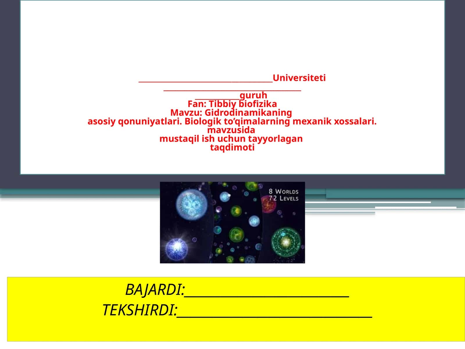 Gidrodinamikaning asosiy qonuniyatlari va biologik to'qimalar 1