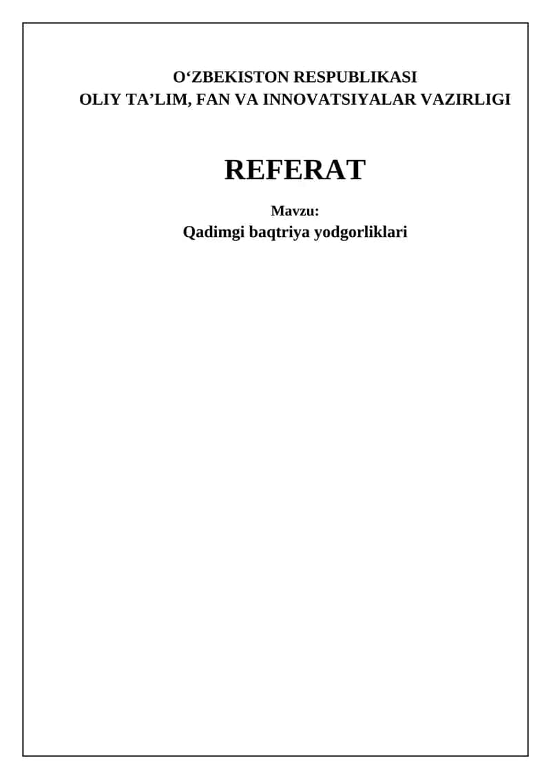 Qadimgi Baqtriya: Tarix va Geografiya 1
