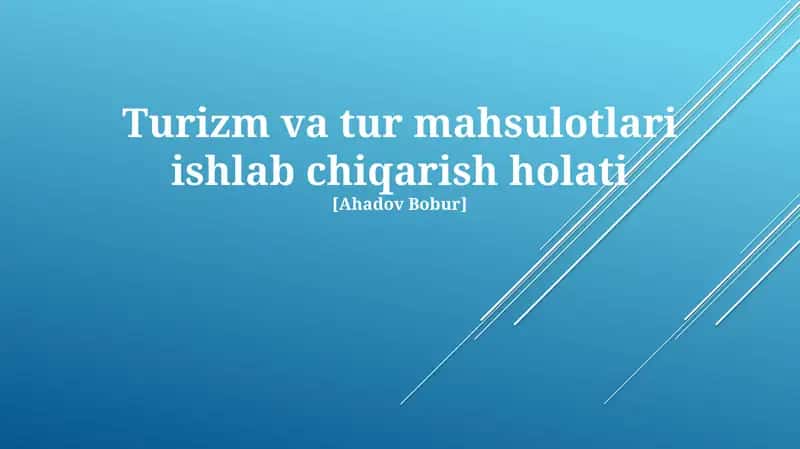 Turizm va tur mahsulotlari ishlab chiqarish holati 1