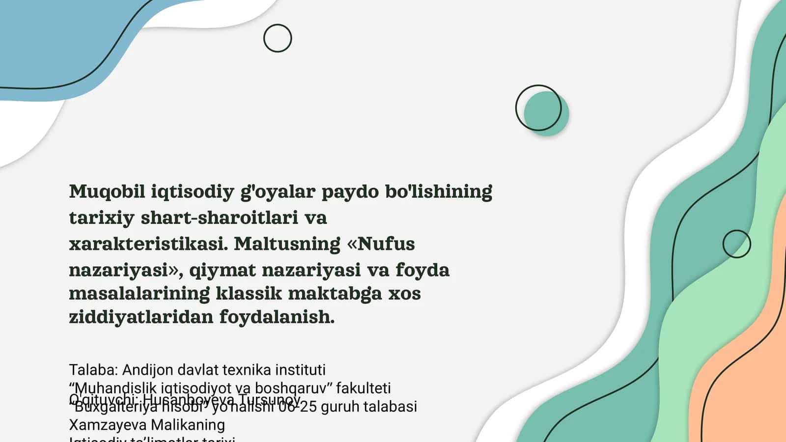 Muqobil Iqtisodiy G'oyalar: Tarixiy Shart-Sharoitlar 1