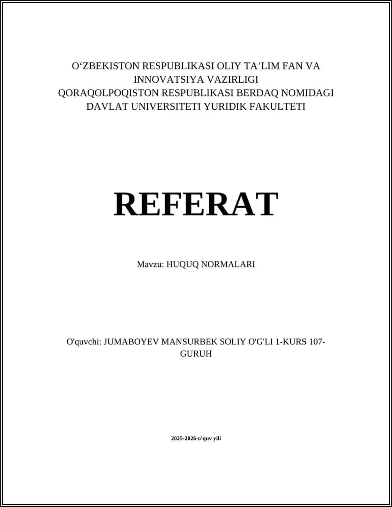 HUQUQ NORMALARI 1