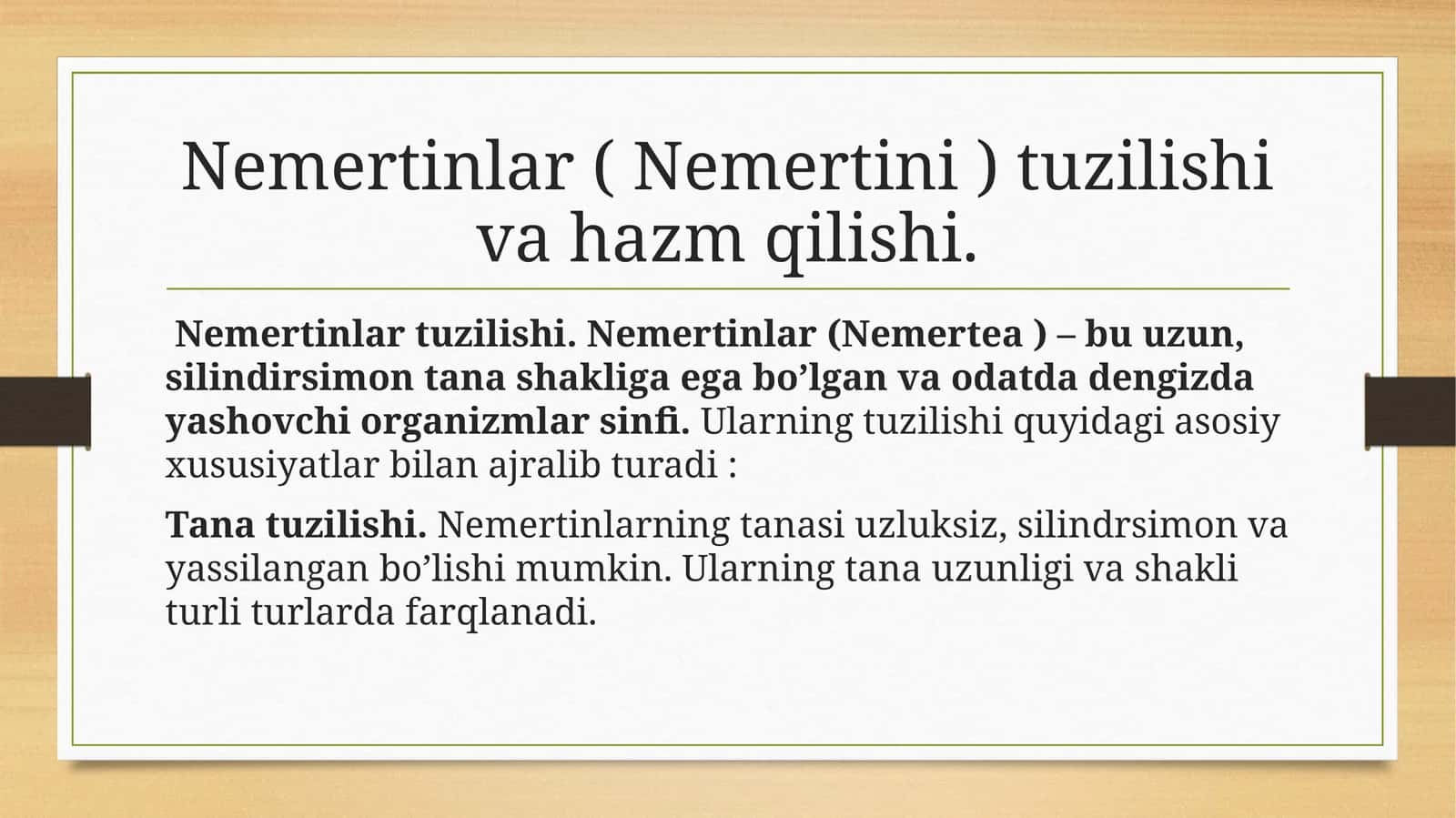 Nemertinlar (Nemertini) tuzilishi va hazm qilishi 1