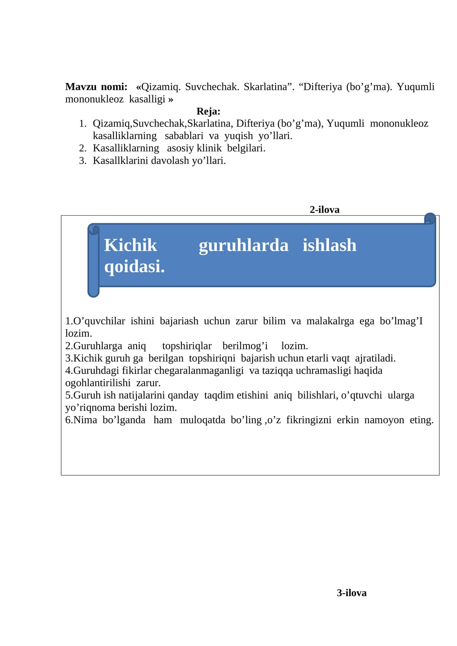 Qizamiq. Suvchechak. Skarlatina. Difteriya (bo’g’ma). Yuqumli mononukleoz kasalligi 1