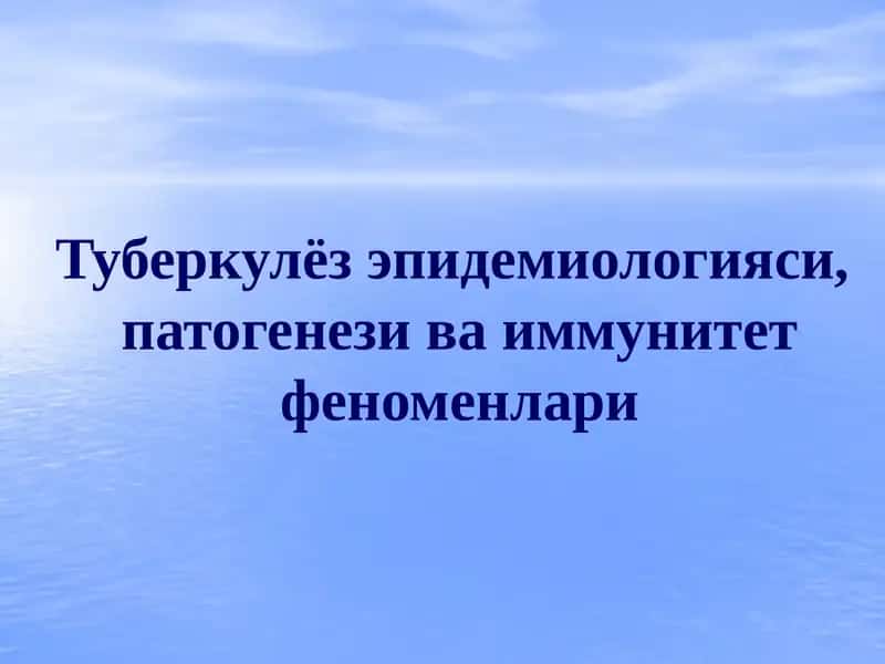 Туберкулёз эпидемиологияси, патогенези ва иммунитет феноменлари 1