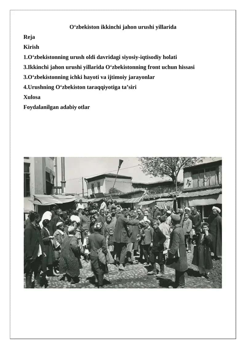O‘zbekistonning Ikkinchi jahon urushidagi o‘rni va hissasi 1