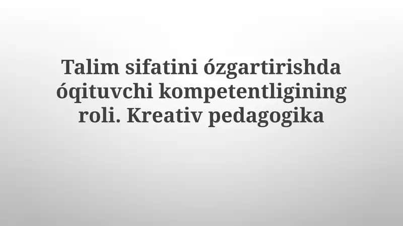 Kreativpedagogika 1