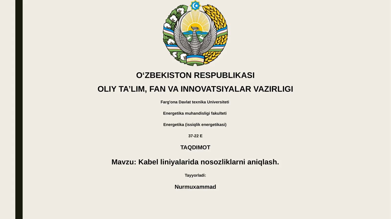 Kabel liniyalarida nosozliklarni aniqlash 1