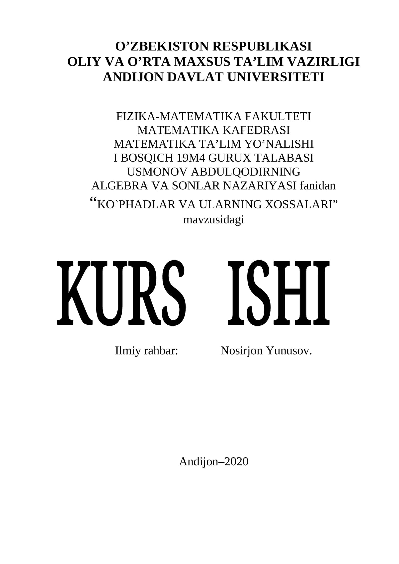 KO`PHADLAR VA ULARNING XOSSALARI 1