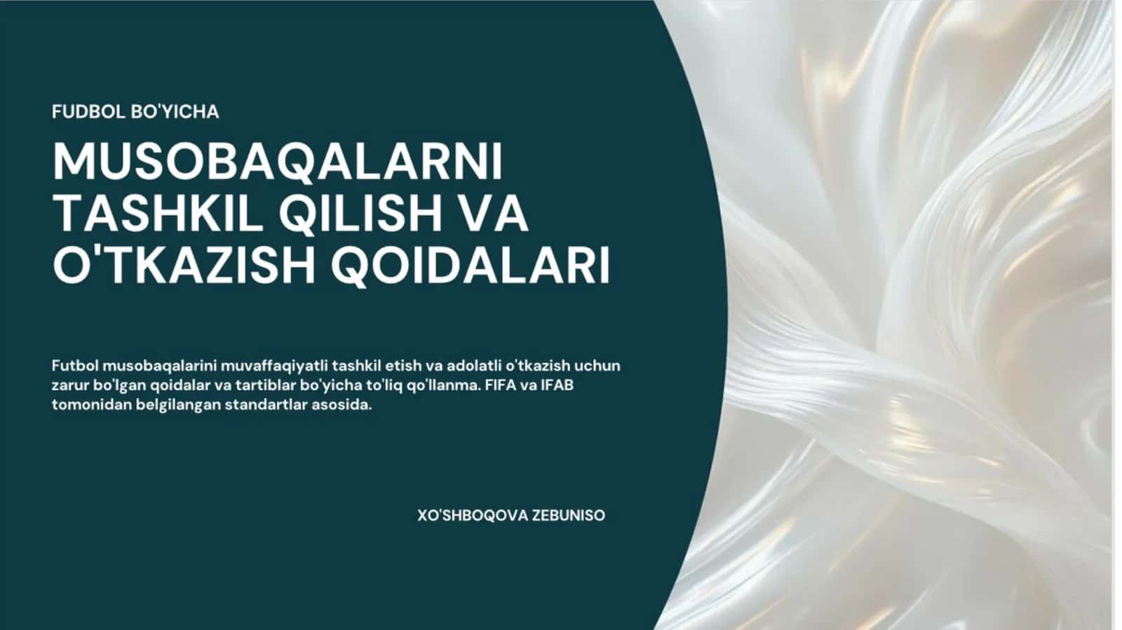 fudbol bo'yicha musobaqalarni tashkil qilish va otkazish qoidalari 1