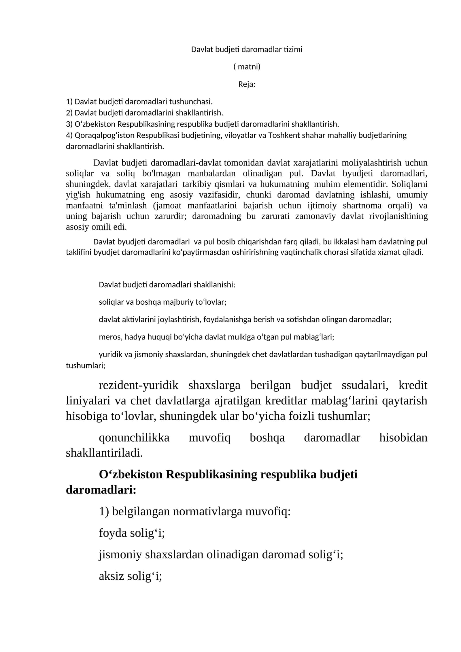 Davlat budjeti daromadlar tizimi 1