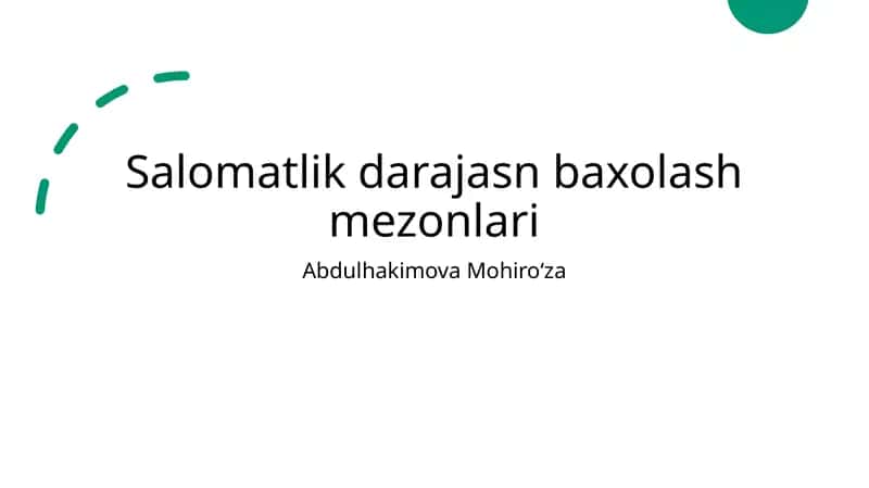 Salomatlik darajasn baxolash mezonlari 1