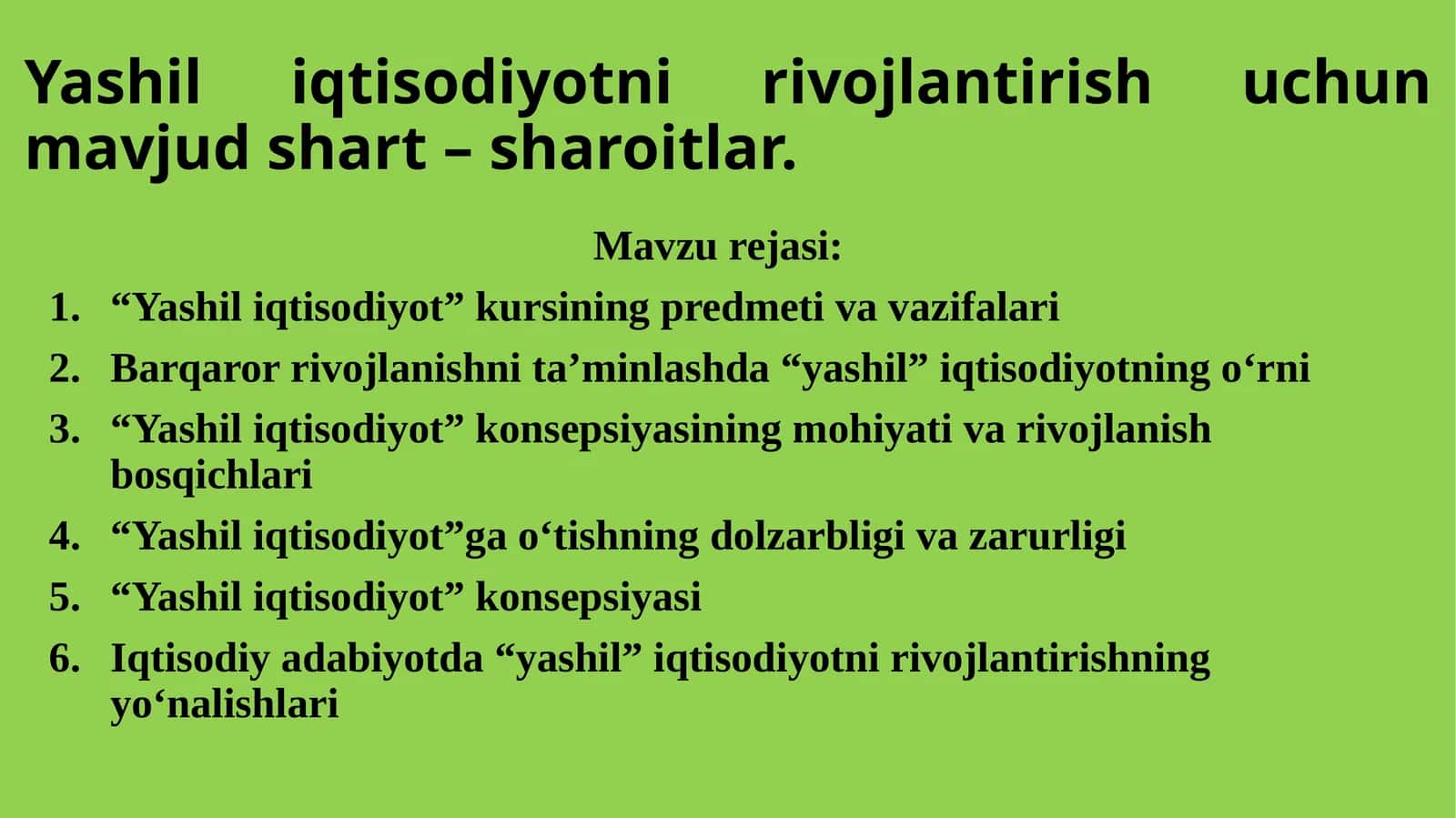 Yashili Iqtisodiyot 1