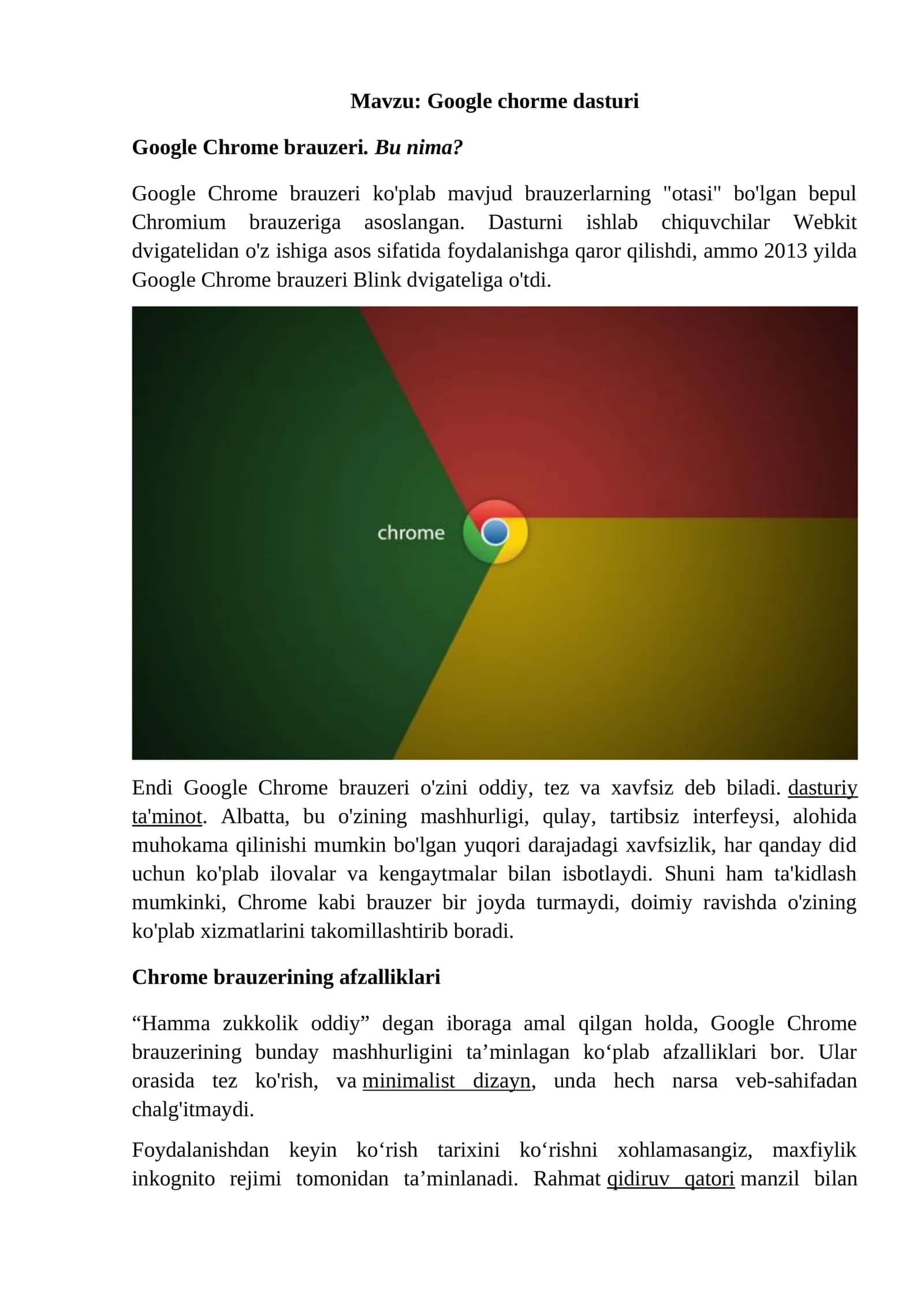 Google chorme dasturi 1