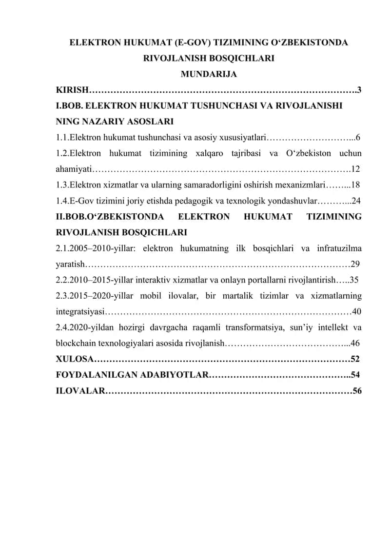 ELEKTRON HUKUMAT (E-GOV) TIZIMINING OʻZBEKISTONDA RIVOJLANISH BOSQICHLARI 1