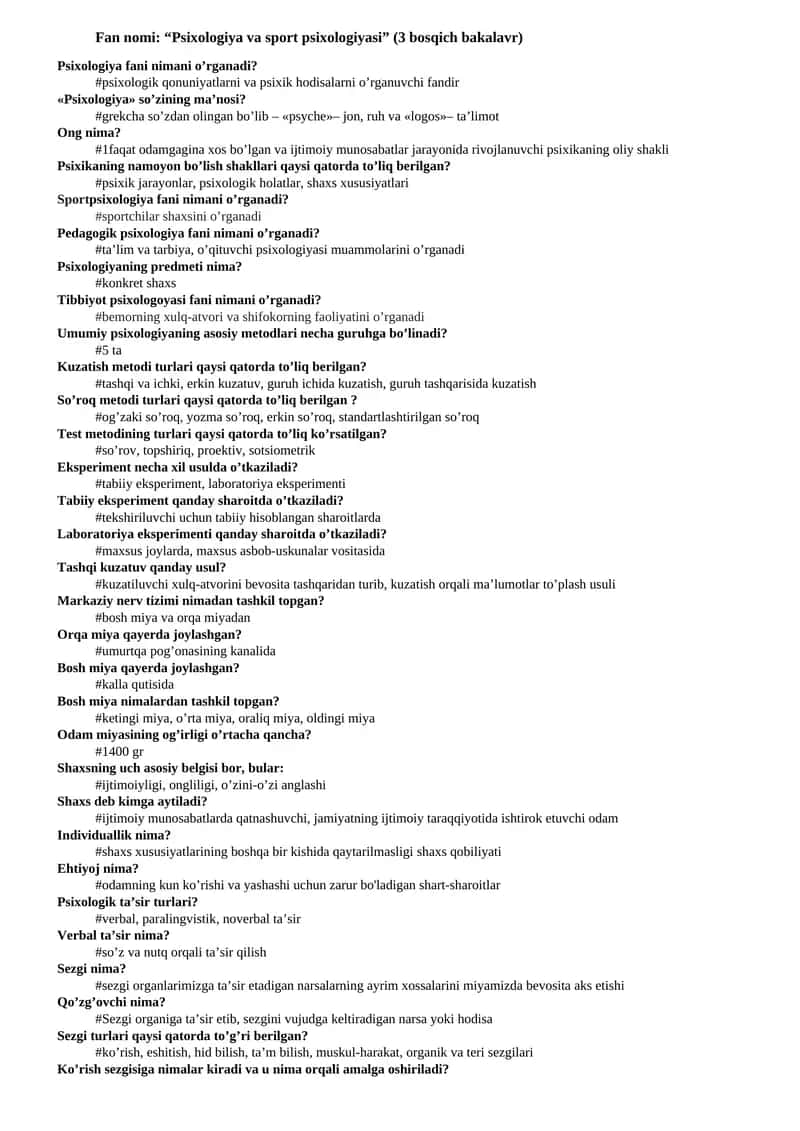 Psixologiya va sport psixologiyasi 1