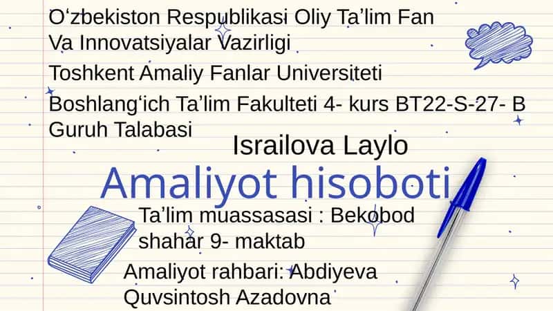 Amaliyot hisoboti 1