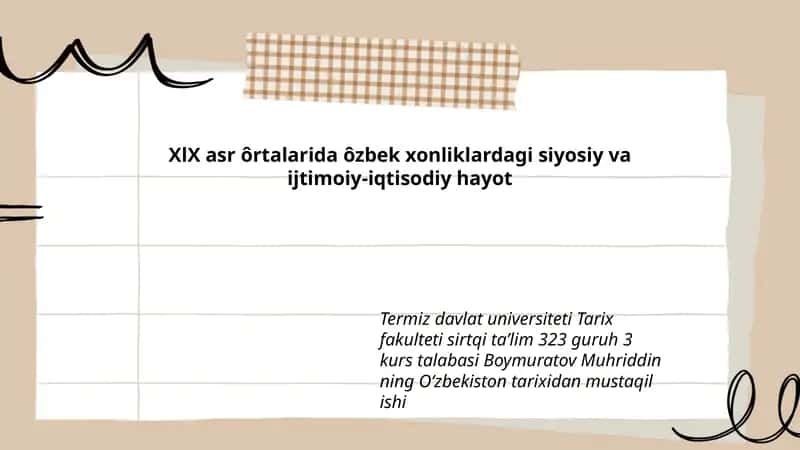 Oʻzbekiston tarixidan mustaqil ishlar 1