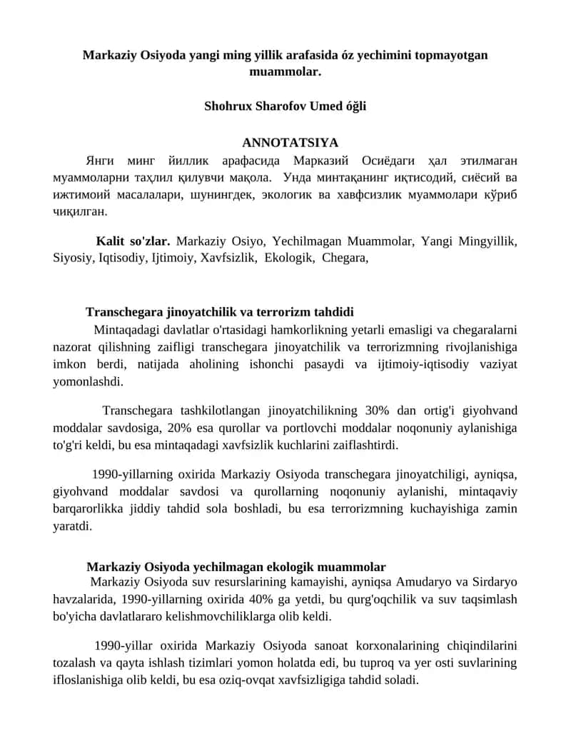 Yangi ming yillik arafasida óz yechimini topmayotgan muammolar 1