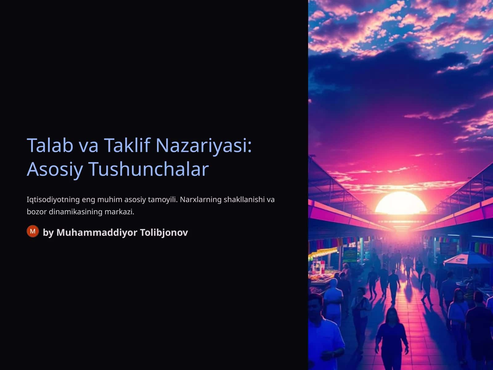 Talab va Taklif Nazariyasi: Asosiy Tushunchalar 1