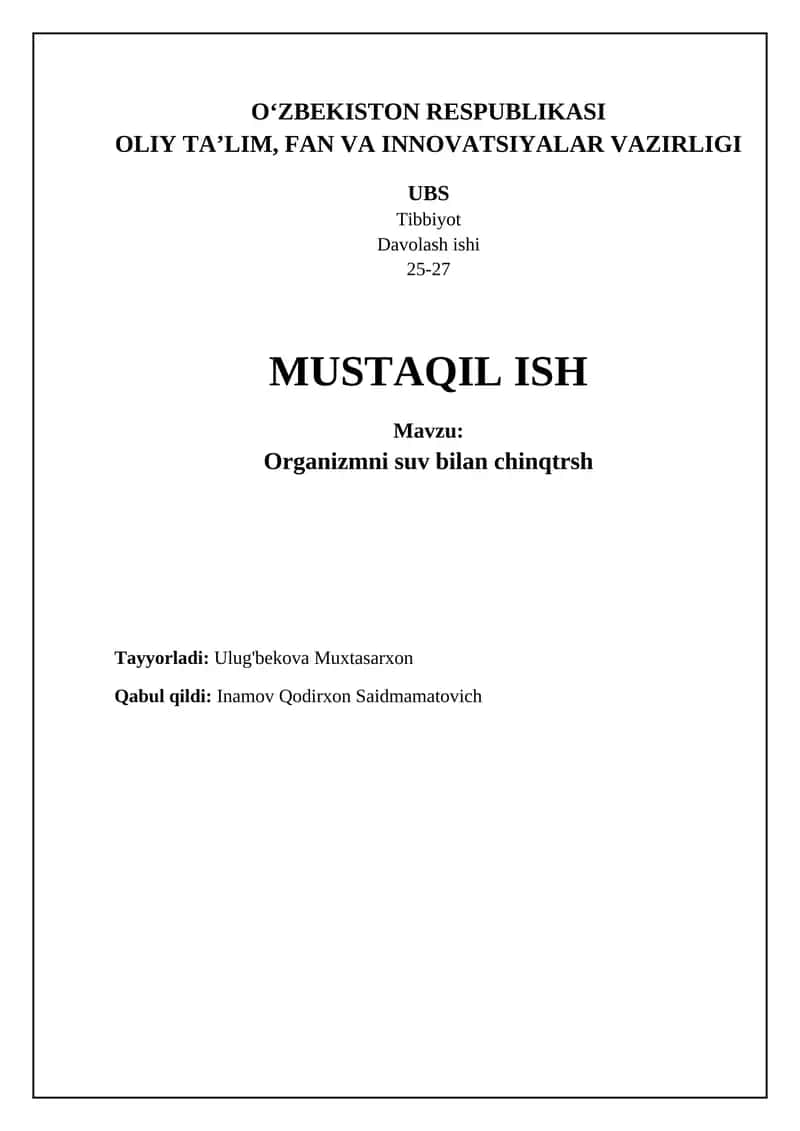Organizmni suv bilan chinqtrsh 1