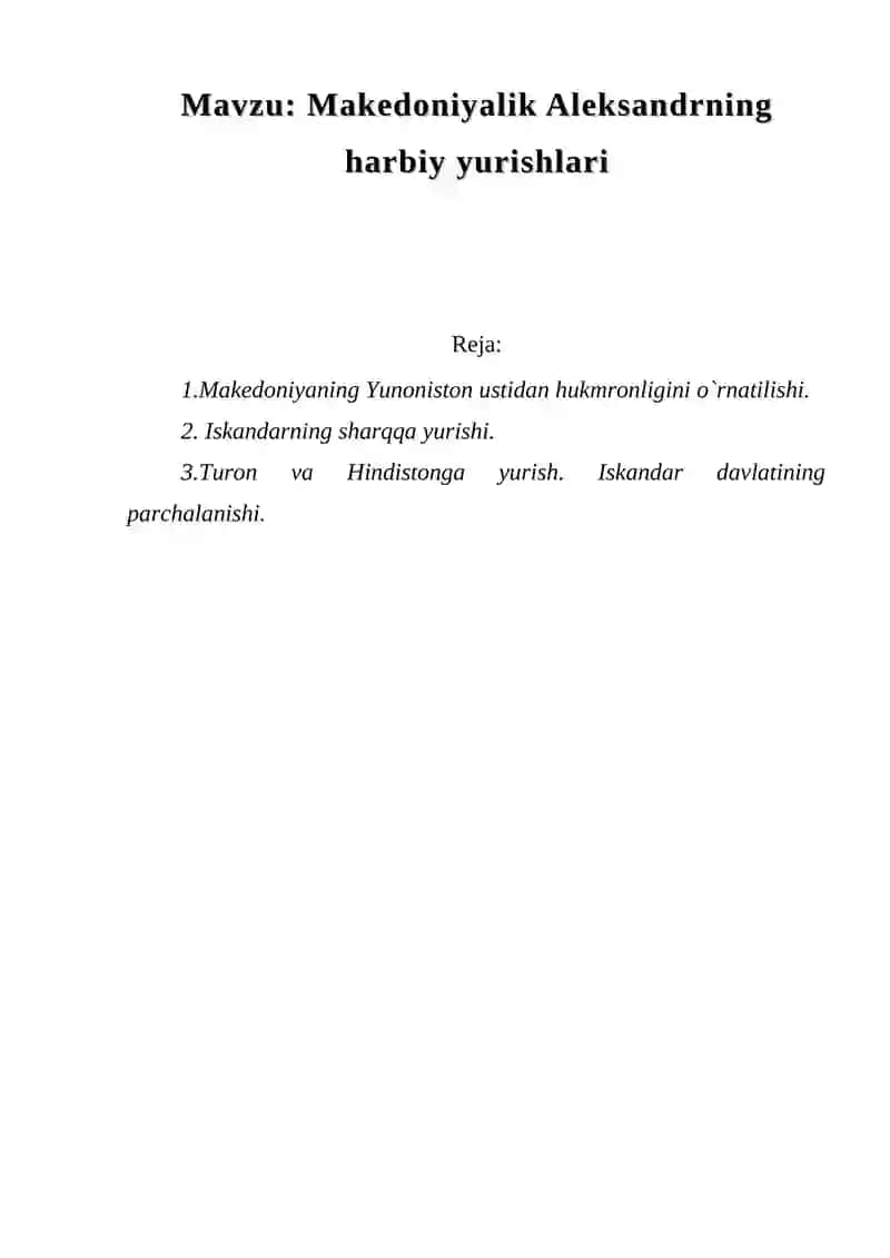 Makedoniyalik Aleksandrning harbiy yurishlari