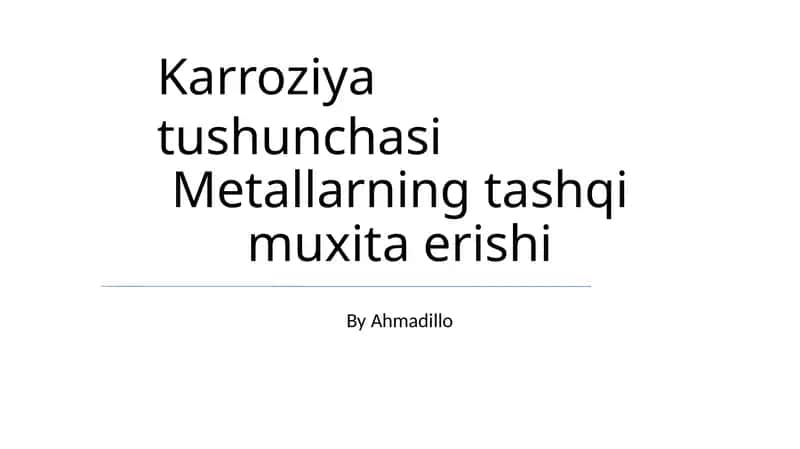 Korroziya tushunchasi 1