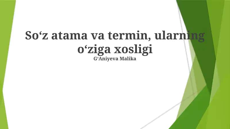 Soʻz atama va termin, ularning oʻziga xosligi 1