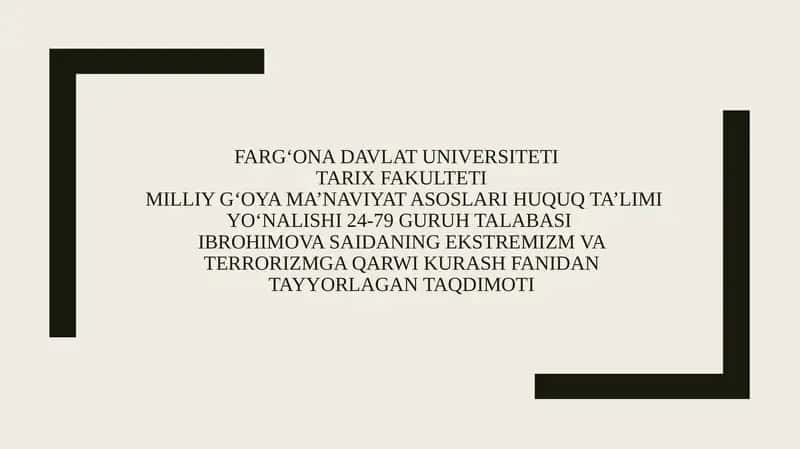 Dinni qo'biostidagi terrorizm tushunchasi va mohiyati 1