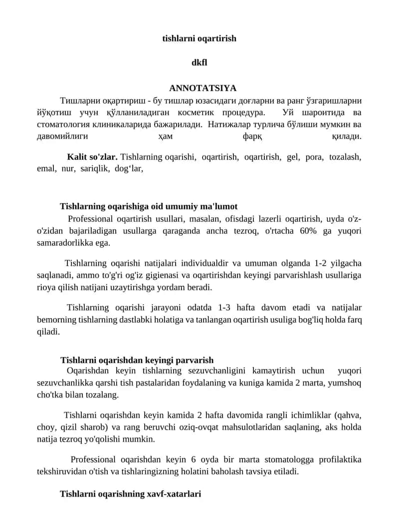 Tishlarni oqartirish 1