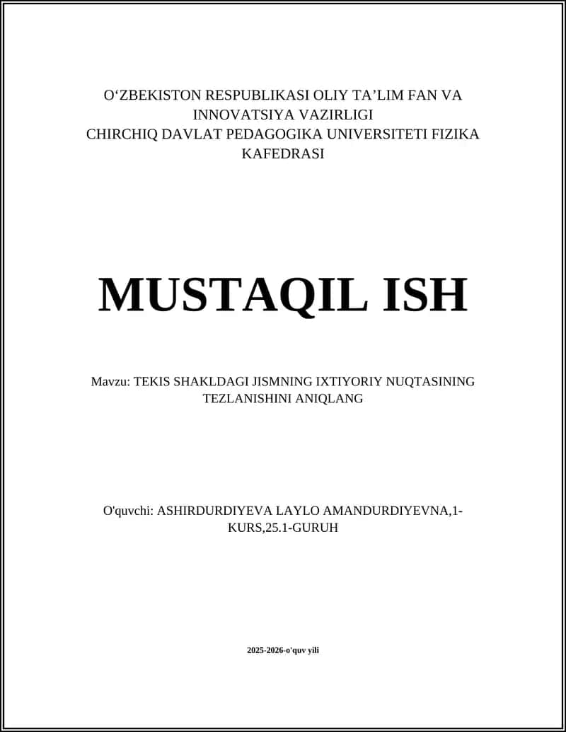 Tekis shakldagi jismning ixtiyoriy nuqtasining tezlanishini aniqlang 1