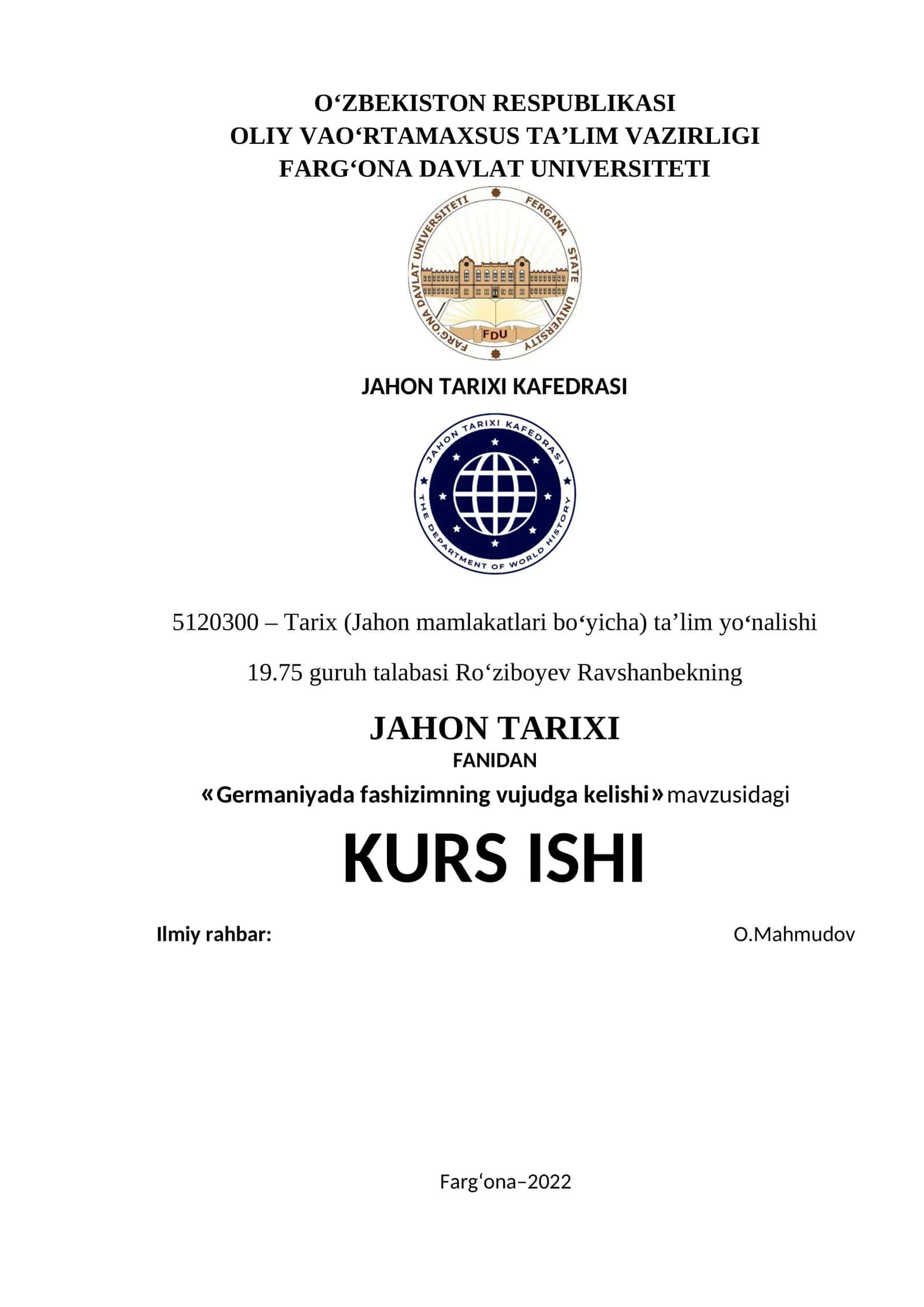 Germaniyada fashizimning vujudga kelishi 1