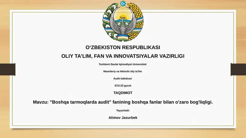 Boshqa tarmoqlarda audit 1