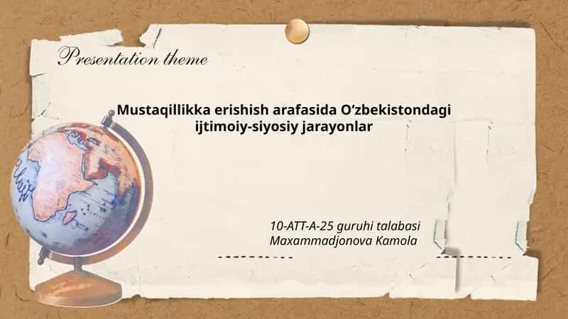 Oʻzbekistondagi Ijtimoiy-Siyosiy jarayonlar 1