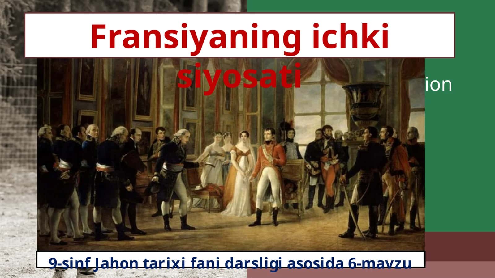 9-sinf Jahontarixi fanidan darsligi asosida 6-mavzu 1