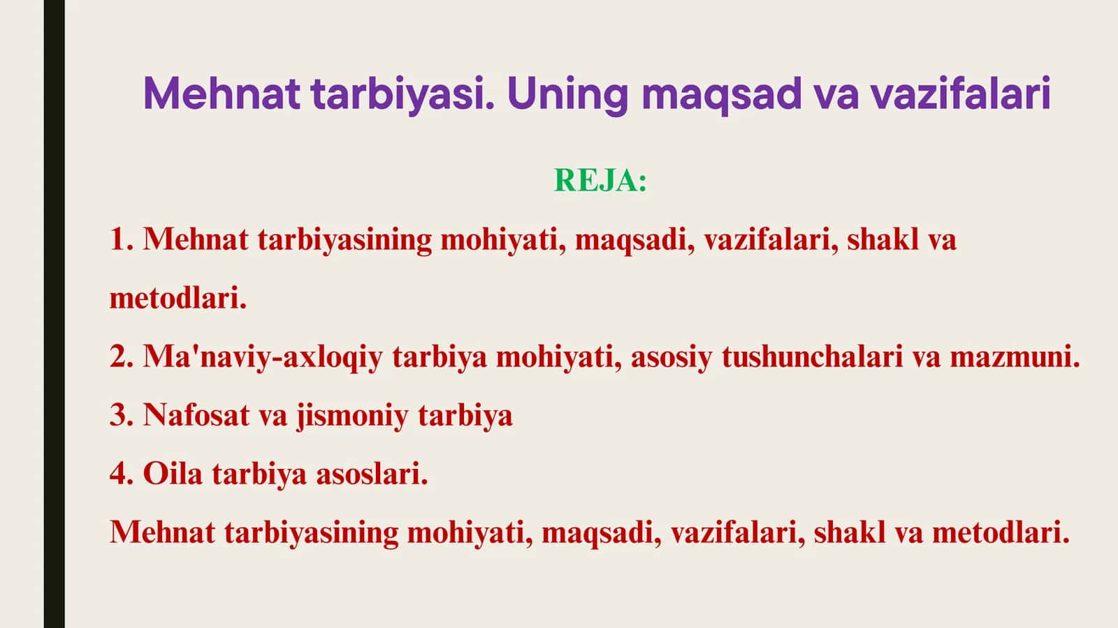 Mehnat tarbiyasi. Uning maqsad va vazifalari 1