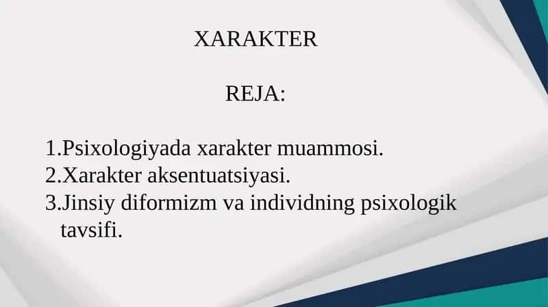 XARAKTER 1