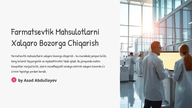 Farmatsevtik Mahsulotlarni Xalqaro Bozorga Chiqarish 1