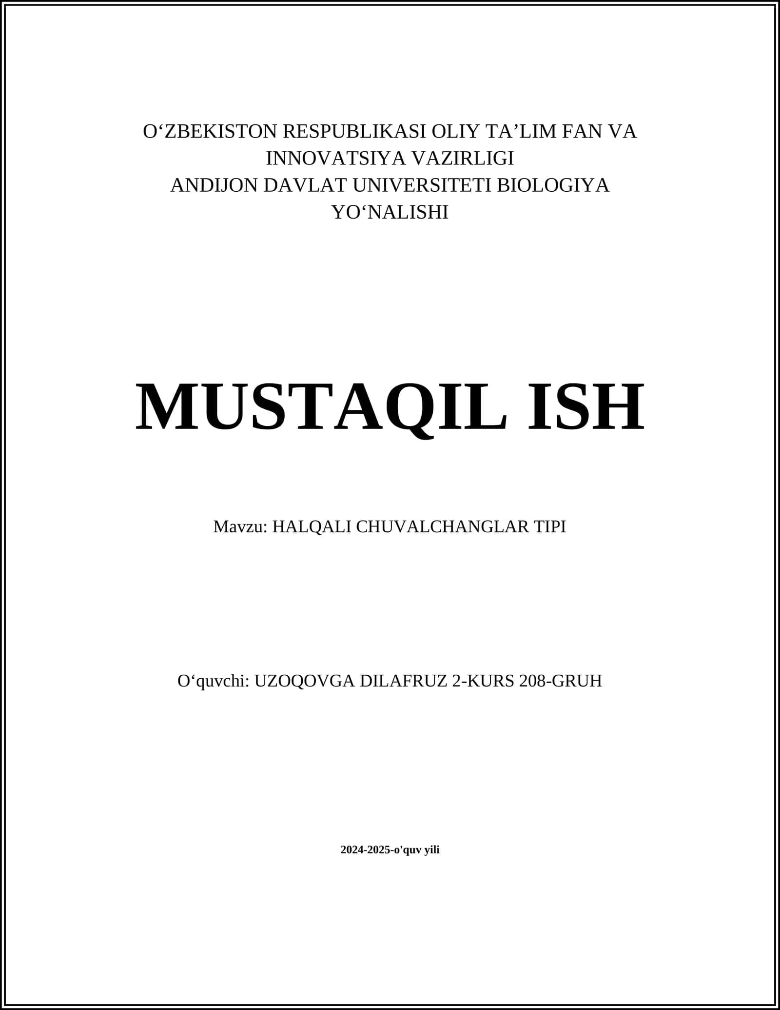 HALQALI CHUVALCHANGLAR TIPI 1