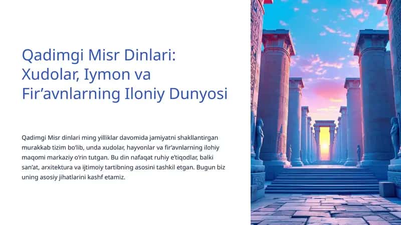 Qadimgi Misr Dinlari: Xudolar, Iymon va Fir’avnlarning Iloniy Dunyosi 1