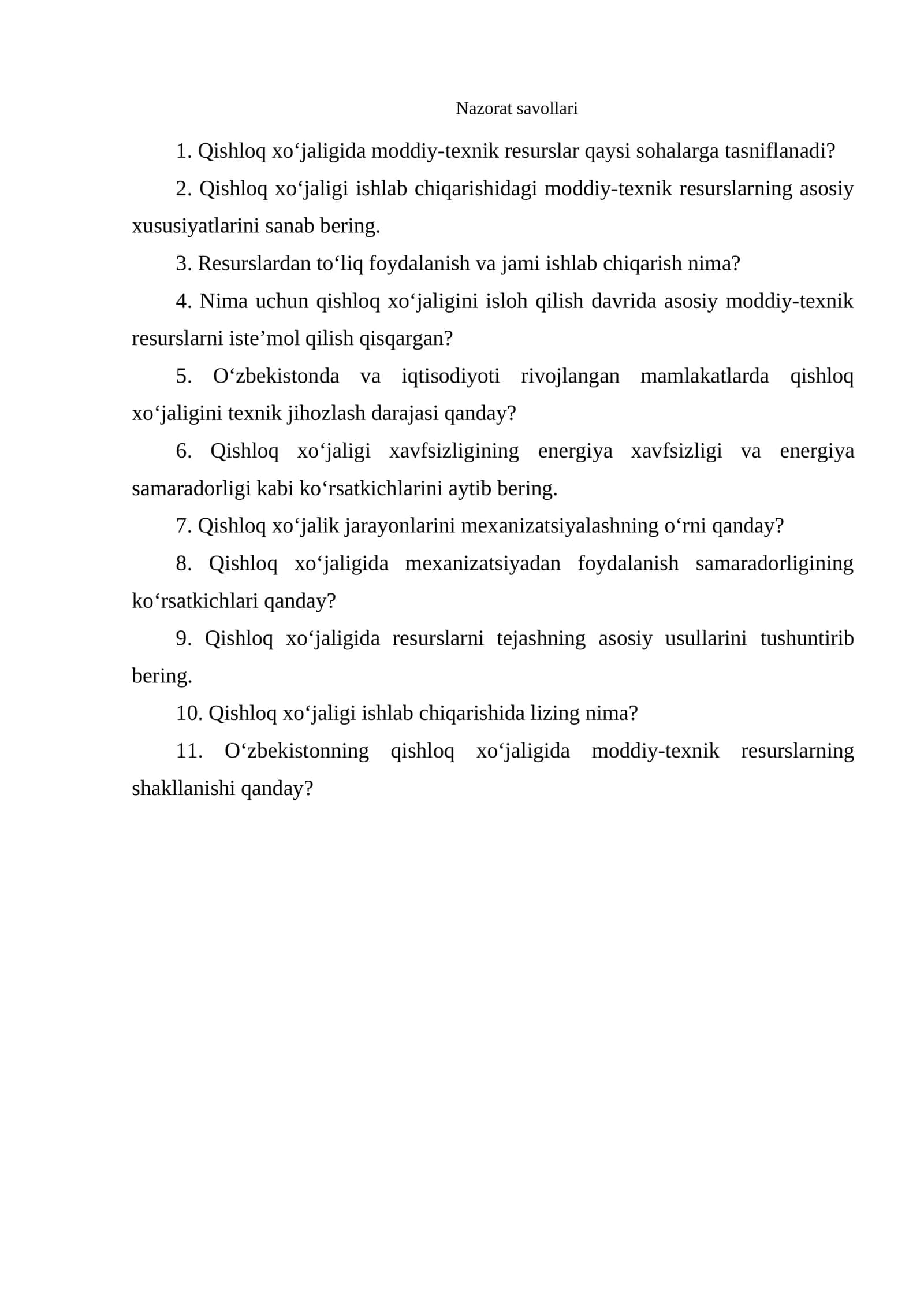 Qishloq xo‘jaligida moddiy-texnik resurslar 1