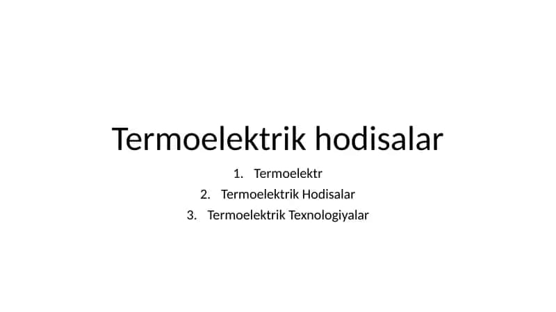 Termoelektrik hodisalar 1