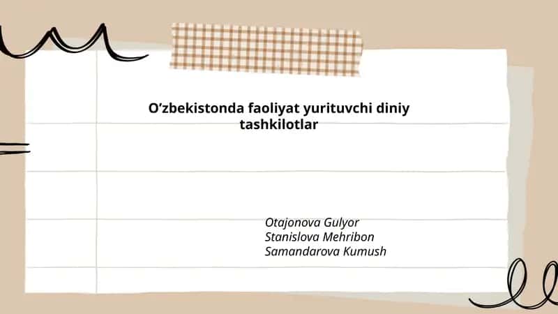 Oʼzbekistonda faoliyat yurituvchi diniy tashkilotlar 1