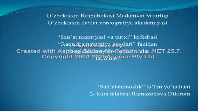 "Bog`chasaroy favvorasi" balet taqdimoti 1