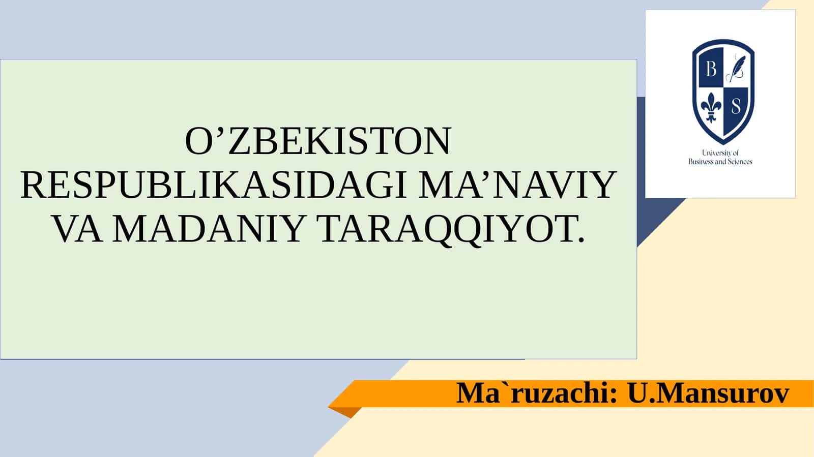 O’ZBEKISTON RESPUBLIKASIDAGIMA’NAVIYVA MADANIY TARAQQIYOT 1