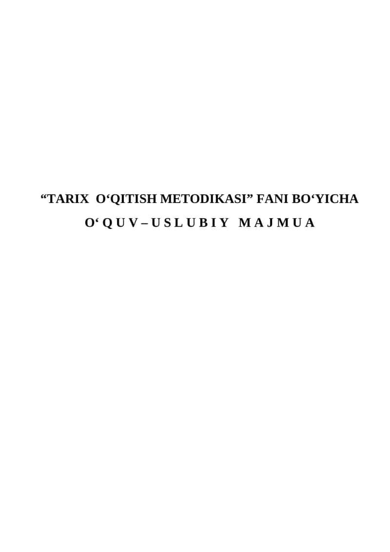 TARIX O‘QITISH METODIKASI 1