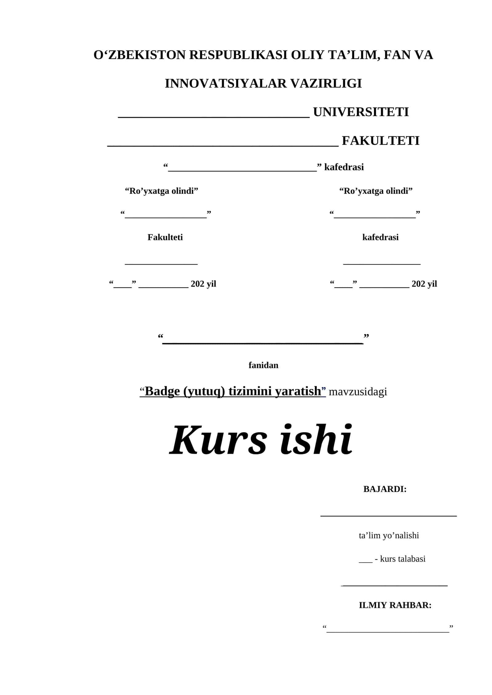 Badge (yutuq) tizimini yaratish 1