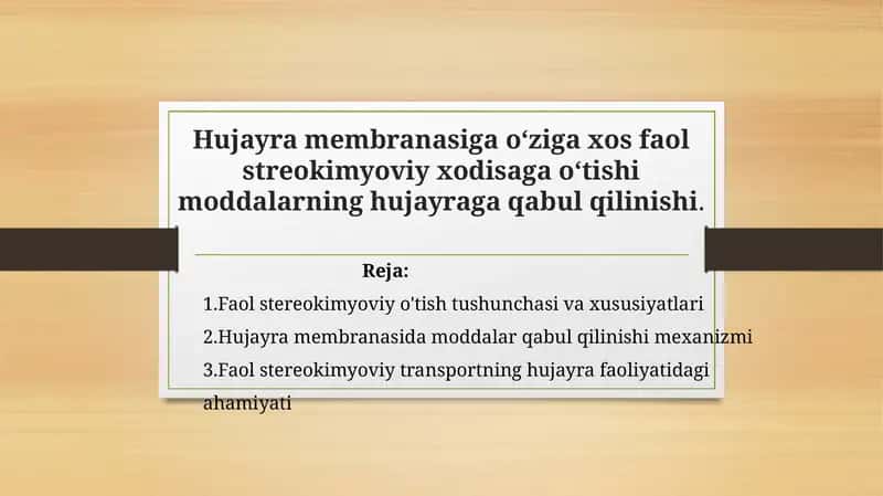 Faol stereokimyoviy transport 1