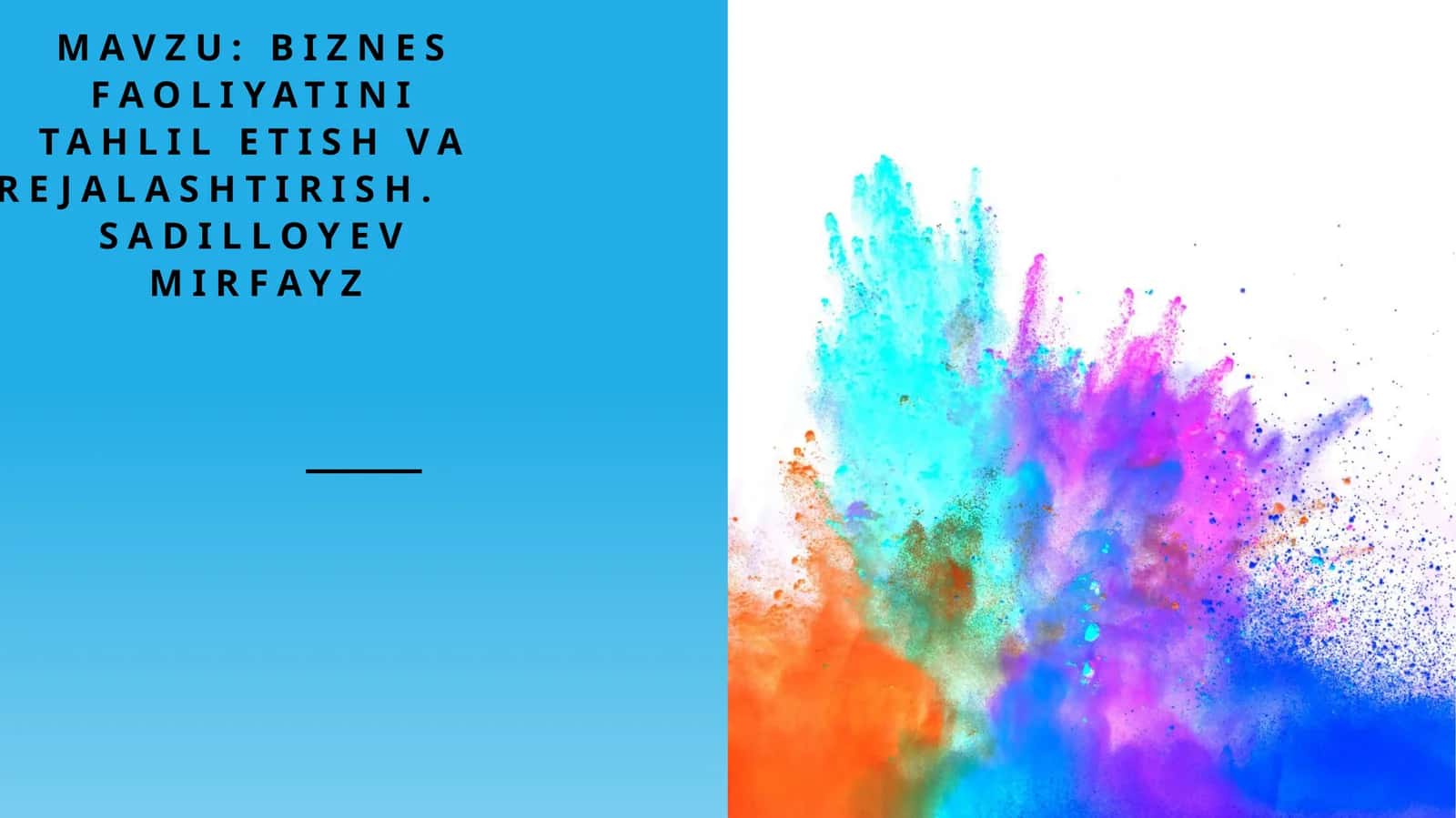 Biznes faoliyatini tahlil etish va rejalashtirish 1