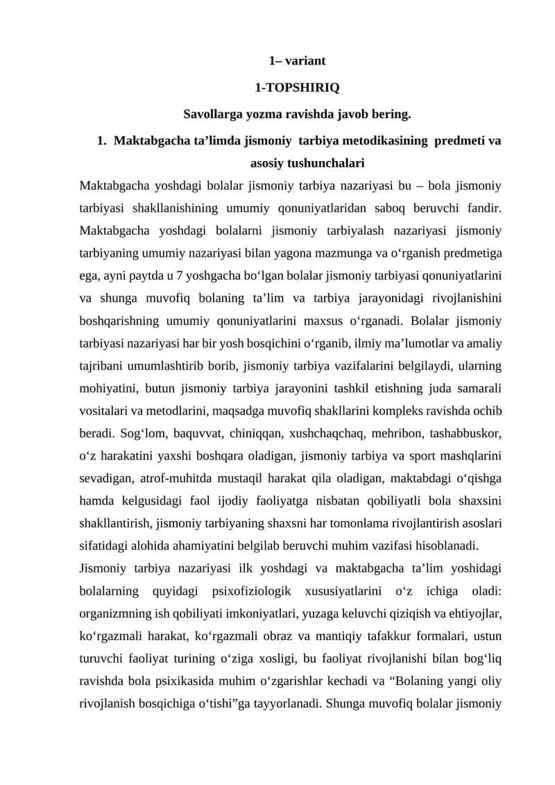 Maktabgacha ta’limda jismoniy tarbiya metodikasi 1