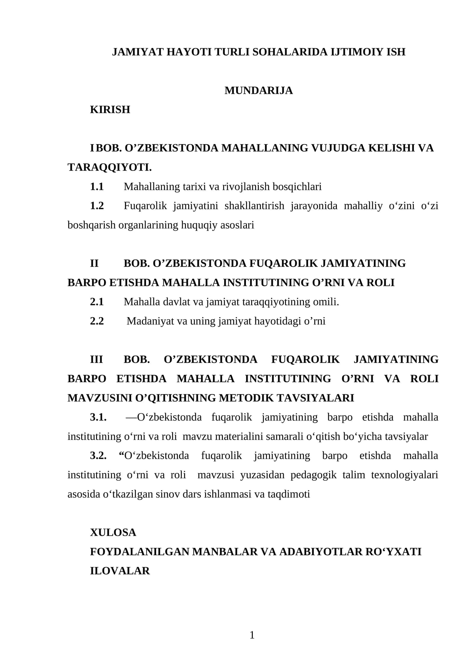 O‘zbekistonda fuqarolik jamiyatining barpo etishda mahalla institutining o‘rni va roli 1